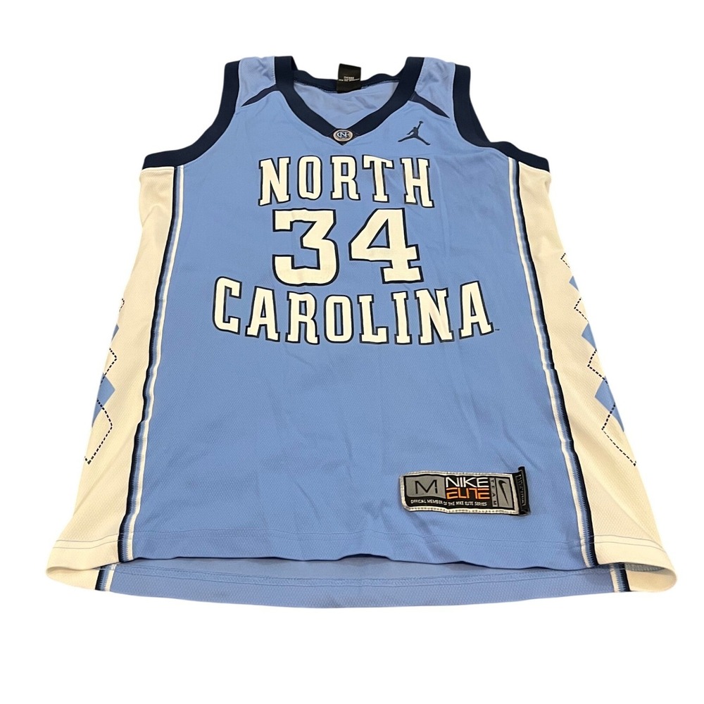 Jordan Basketball Jersey Mens Medium Blue North Carolina Tar Heels 34 Nike Elite
